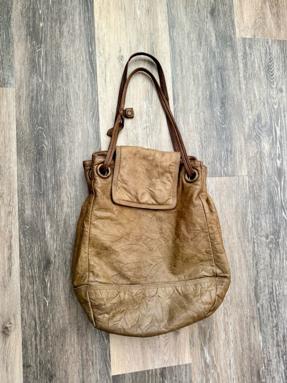 Vintage Oversized Slouchy Tan Leather Boho Bag by Brio!